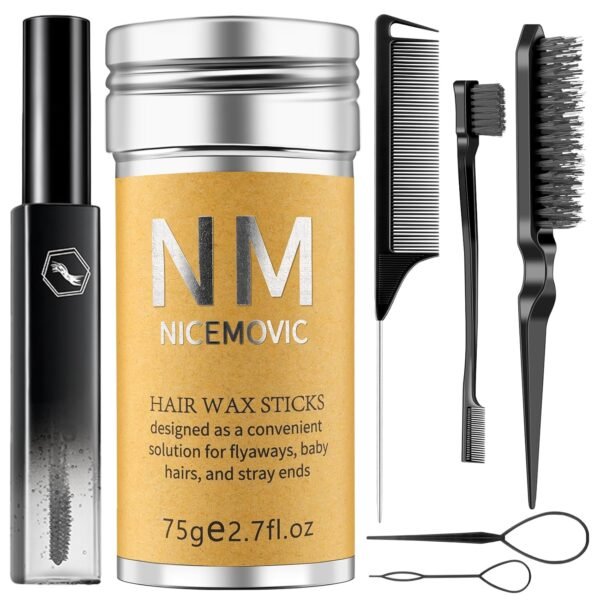 71jZAwR7LGL._SL1500_.jpg Slick Back Hair Brush Wax Stick Set for Flyaways Stocking Stuffers for Kids Women Christmas/Birthday Gifts Hair Accessories for Women Girl Teen Girls Trendy Stuff, Hair Styling Tools Baby Hairs Gel