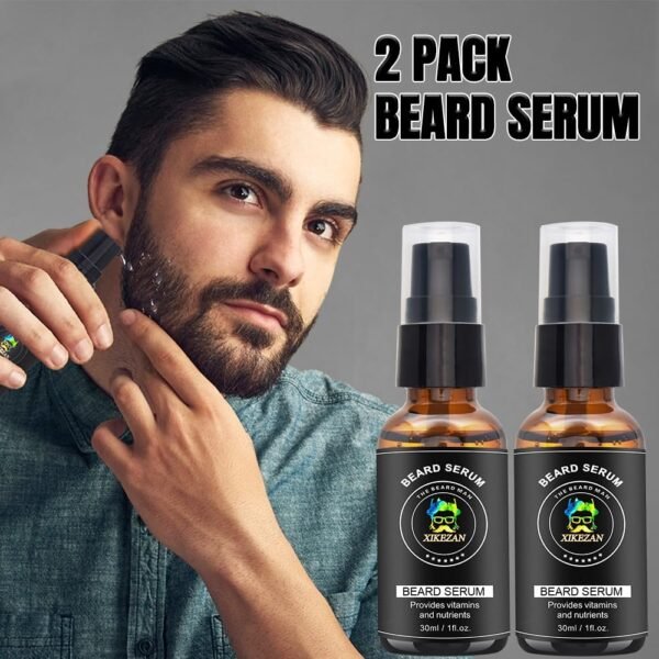 XIKEZAN Beard Kit for Men Grooming & Care Set w/2 Pack Beard Serum, Wash, Oil, Balm, Comb, Brush, Scissor, Bag, EBook, Unique Birthday Gifts for Men Him Dad Husband Brother Christmas Stocking Stuffers