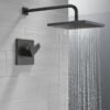 Delta Modern 14 Series Square Rain Shower Faucet Set, Matte Black Shower Head and Handle Set, Valve Trim Kit, Matte Black T14268-BL-PP (Valve Not Included)