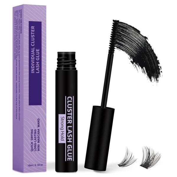 B&Qaugen Lash Cluster Glue 10ML Waterproof Cluster Lash Bond Waterproof for Eyelash Clusters Long Lasting DIY Lash Extension Strong Hold Eyelash Glue for Lash Extensions (Black,10ML)