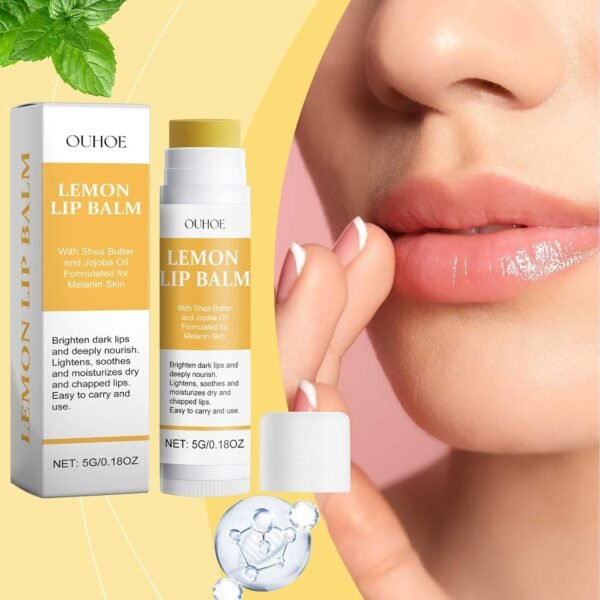 Lemon and Turmeric Lip Balm,Vitamin C Lip Moisturizing Balm for Dark Lips—Prevents Dry,Reduces Lip Lines,Organic Turmeric Lip Balm—Lip Exfoliator Scrub for Lip Softening & Hydration (2Pcs)