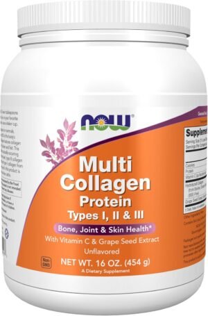 71jtfGpigDL._AC_SL1500_.jpg NOW Foods Supplements, Multi Collagen Protein Types I, II & III Powder, Bone, Joint, and Skin Health, 16 oz (454 g)