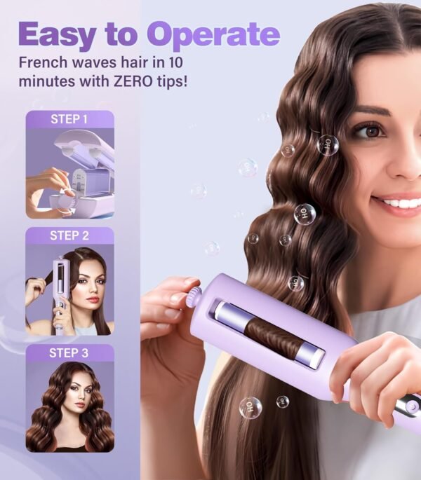 71jtxwKKViL._AC_SL1500_.jpg Hair Crimpers and Wavers with Cool Airflow Styling, Beach Waver Curling Iron with 4 Adjustable Curl, Anti-Scald Crimper Hair Tool for Women, 8s Smart Timer, Fast Heating, 100 Million Ions, LCD