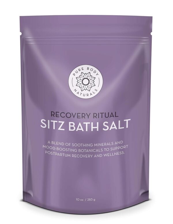 Pure Body Naturals Sitz Bath Salt – Postpartum Care and Hemorrhoid Treatment – Natural Soak for Self Care and Hemmoroid Treatment - Post Partum Essentials, 10 Oz