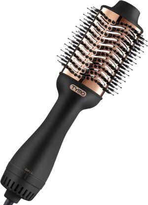 71k-z9XCvHL._AC_SL1500_.jpg TYMO Hair Dryer Brush Blow Dryer Brush in One, 4 in 1 Ionic Hair Dryer and Styler Volumizer with Oval Titanium Barrel, Hot Air Straightener Brush for Smooth Frizz-Free Blowout, Gold