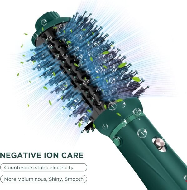 71k8ingGl9L._AC_SL1500_.jpg IG INGLAM Hair Dryer Brush, 4-in-1 Detachable Blow Dryer Brush, Ionic Diffuser Hair Dryer & Styler Volumizer with Oval Titanium Barrel, One-Step Hot Air Blowout Brush, Dark Green