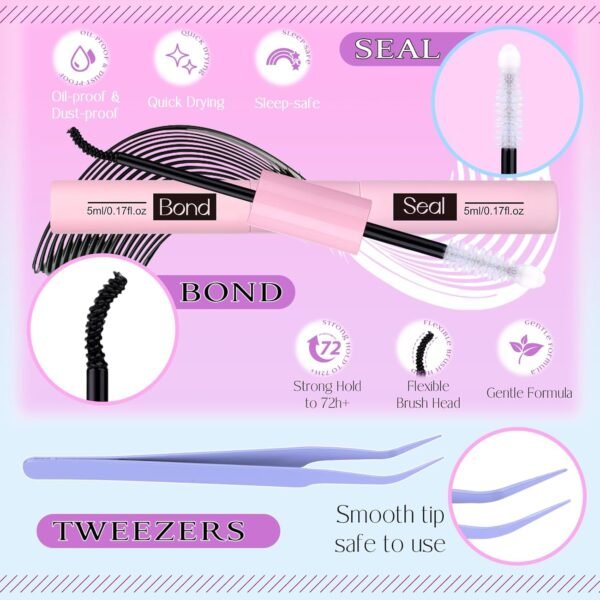 71kByidLxiL._SL1500_.jpg Lash Clusters Kit DIY Lash Extension Kit Volume Cluster Eyelash Extension Kit D-curly Individual lashes 10-18MM Wispy Eyelash Clusters with Lash Cluster Glue and Tweezers by zanlufly