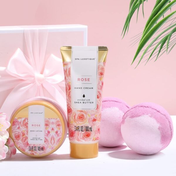 Spa Gift Baskets for Women, Spa Luxetique Bath Set, 12 Pcs Rose Gifts Set with Bu