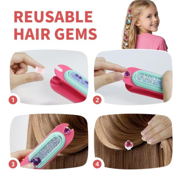 Hair Gem Stamper Kit, Hair Jewels for Hair Styling Tool with Reusable Shining Diamonds, Hair Accessories for Girls, Hair Bling Styling Set, Birthday Gifts Toys for Girls Ages 3 4 5 6 8-12