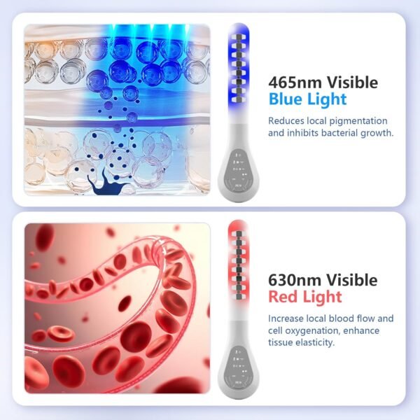 Red Light Therapy Wand, Red & Blue Light Therapy Device with Heating Function
