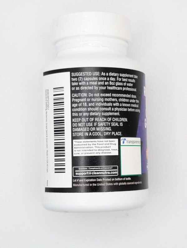 71kdJU3ZyRL._AC_SL1500_.jpg Clean Resveratrol Supplement | Berberine Grape Seed Extract Quercetin Green Tea Extract Acai Noni Polyphenol Supplement for Women & Men Anti Aging N-Acetyl Cysteine NAD Booster