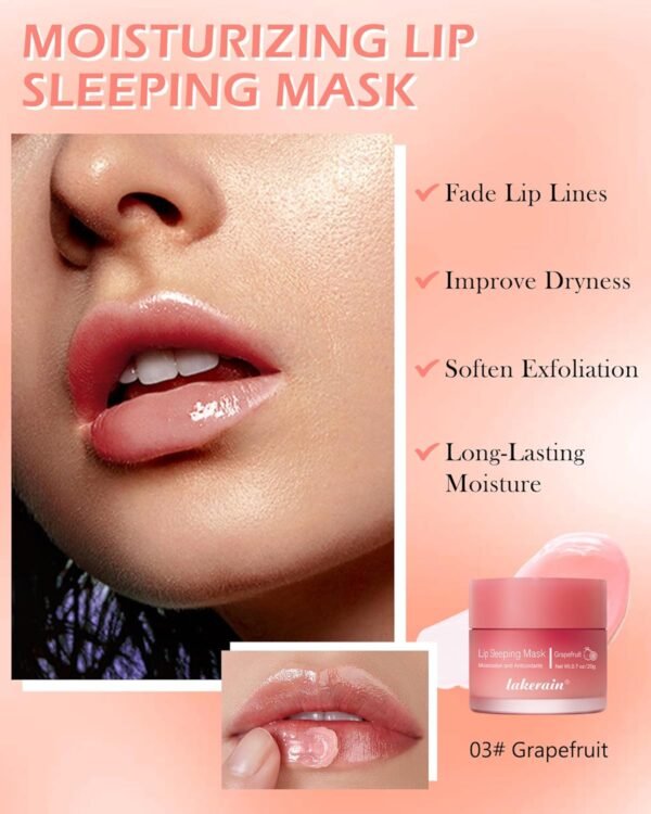 71ksSfwxJsL._SL1500_.jpg Sleeping Lip Mask, Overnight Hydrating & Prevention Dry and Cracked Lips Scrubs Exfoliator Moisturizer, Ultra-Nourishing Lip Sleeping Mask with Wand, Lip Care Therapy Treatment for Women-03#Grapefruit