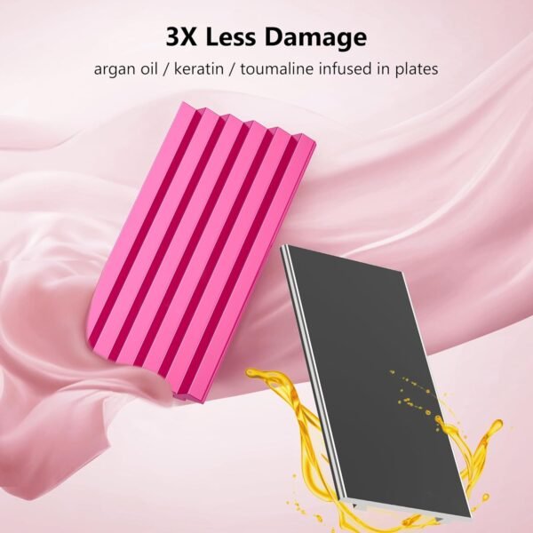 71kzIcF4JZL._AC_SL1500_.jpg Terviiix Crimper Hair Iron with 4 Interchangeable Plates, Keratin & Argan Oil Infused Hair Crimper for Women, Volumizing Crimping Iron for Thin Fine Hair, 5 Heat Settings & 60 Mins Auto Off, Pink