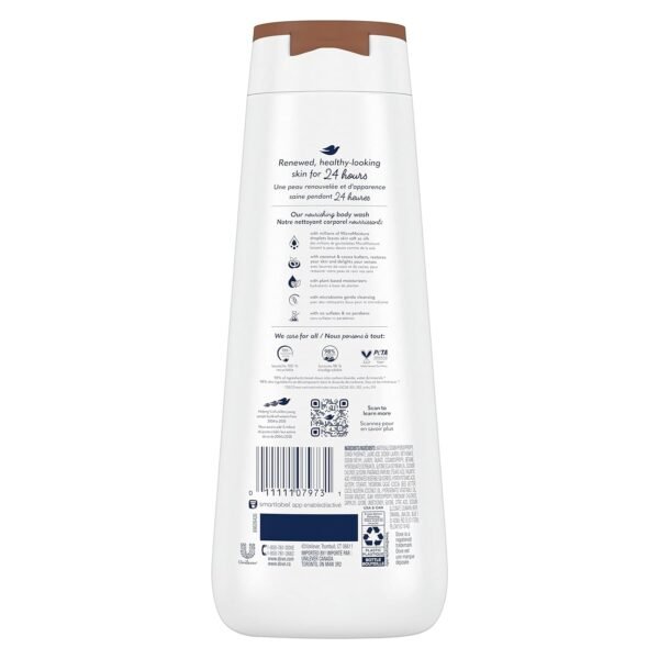 Dove Body Wash Restoring Coconut & Cocoa Butter 4 Count for Renewed, Healthy-Looking Skin Gentle Skin Cleanser That Effectively Washes Away Bacteria While Nourishing Your Skin 20 oz