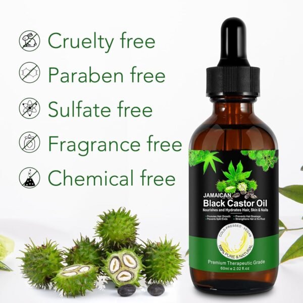71l1WxMyqL._SL1500_.jpg Jamaican Black Castor Oil for Hair Growth, 100% Pure & Cold Pressed, Stimulate Thicker Fuller, 1-Pack 2oz Hair Eyelashes Eyebrows Growth Serum, Nourish Scalp & Face Body Skin Hydration