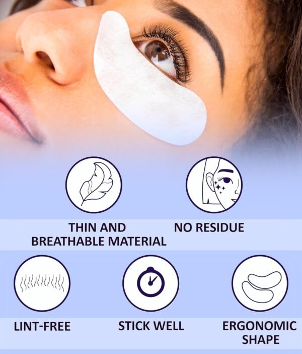 100 Pairs Set Premium Under Eye Gel Pads for Eyelash Extension - Lint Free Patches with Vitamin C and Aloe Vera by Stacy Lash supplies and Beauty tools - Hydrogel Eye Pads - Skin Moisturizes
