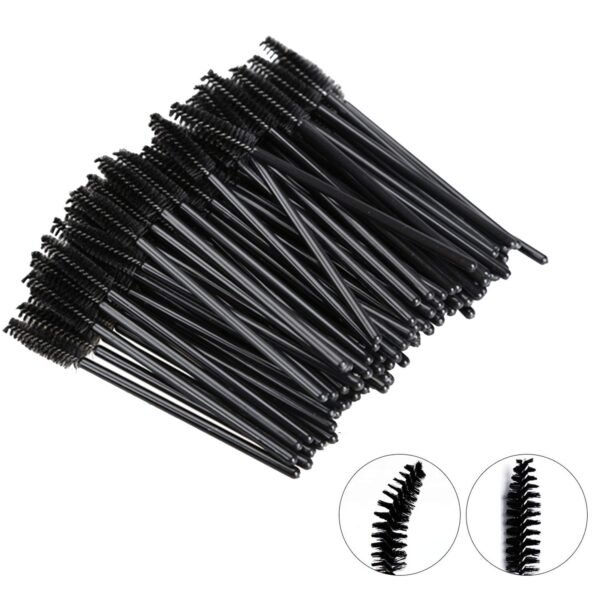GUMIKE 100 Pcs Disposable Eyelash Mascara Brushes for Eye Lashes Extension Eyebrow and Makeup (Black)