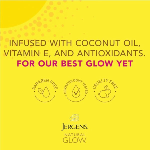 Jergens Natural Glow Self Tanner Body Lotion, Sunless Tanning, Fair to Medium Skin Tone, Daily Moisturizer with Coconut Oil, Vitamin E and Antioxidants, 7.5 Oz, Pack of 2