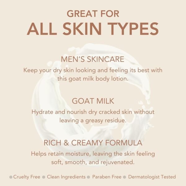 Dionis Goat Milk Hydrating Skincare Cream, Rich & Creamy Daily Moisturizing For Men Body Lotion For Dry Skin, Made in the USA, Cruelty-Free & Paraben-Free, 8.5 oz Bottle