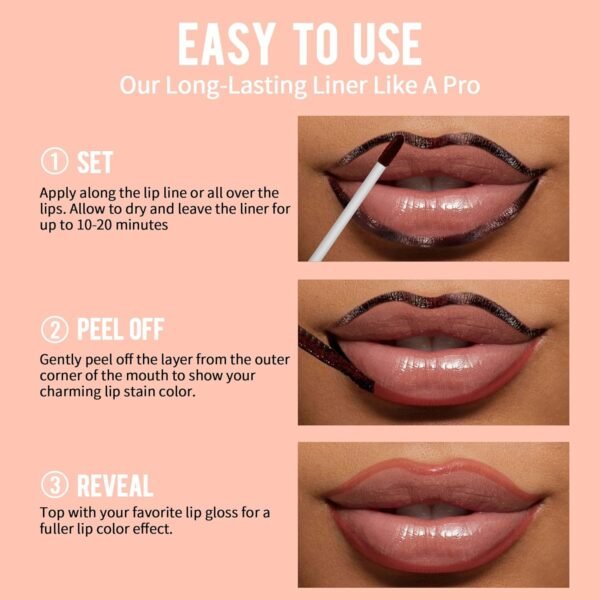 71lCAWynvTL._SL1500_.jpg iMethod Lip Stain - Lip Liner Stain, Peel Off Lip Stain with Tweezer, Natural Long Lasting Lip Stain Peel Off, Waterproof, Easy to Use, Stay On All Day, Nude Pink