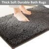 Bathroom Rugs Set Non Slip 3 Piece Bath Mat Washable Chenille Bath Rugs with PVC Backing Bath Carpet,Absorbent Bathroom Mats with Toilet Rug,Bath Mats for Bathroom,Bedroom, Kitchen,Tub,Home Decor