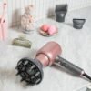Wavytalk Hair Dryer, Blown Away Ionic Hair Dryer for Curly Hair with Diffuser, 1875W Fast Drying Blow Dryer with Ceramic Technology, 3 Attachments for All Hair Types, Light and Quiet, Rose Gold