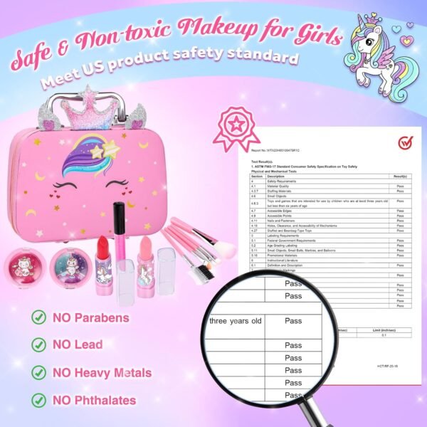 GIFTINBOX Kids Makeup Kit for Girl Toys, Washable Girls Makeup Kit for Kids with Unicorn Bag, Make Up for Toddler Princess Toys Christmas Birthday Gifts for Girls Age 3-12
