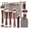MAANGE 20 PCS Foundation Makeup Brush Set, Double-ended Kabuki Contour Brush for Liquid Powder Concealer Blending Blush Face Makeup Tools (Coffee)