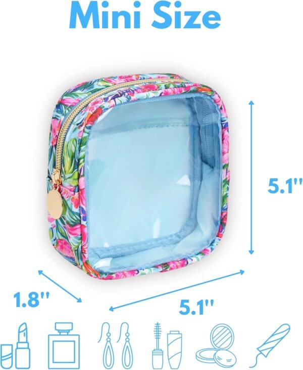 Yarnic Small Makeup Bag Clear Cosmetic Bag for Purse, Mini Makeup Travel Case, Travel Essentials for Women, 2 Pack, Tropical