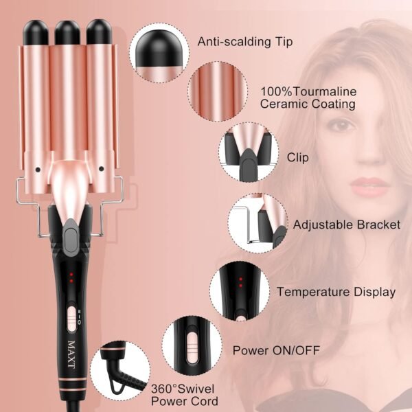 71ldLKClNEL._AC_SL1500_.jpg Curling Iron Set 5 in 1,MAXT Curling Wand Set Interchangeable Triple Barrel Curling Iron and Curling Brush Ceramic Barrel Wand Curling Iron(0.35”-1.25”)