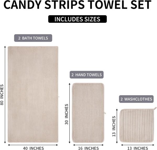 Extra Large Bath Towel Set of 6 (40"x80"),Oversized Bath Sheet Super Soft Highly Absorbent Microfibers Quick Dry Luxry Shower Towel for Bathroom Spa Gym Hotel Yoga(Beige, 6Piece)