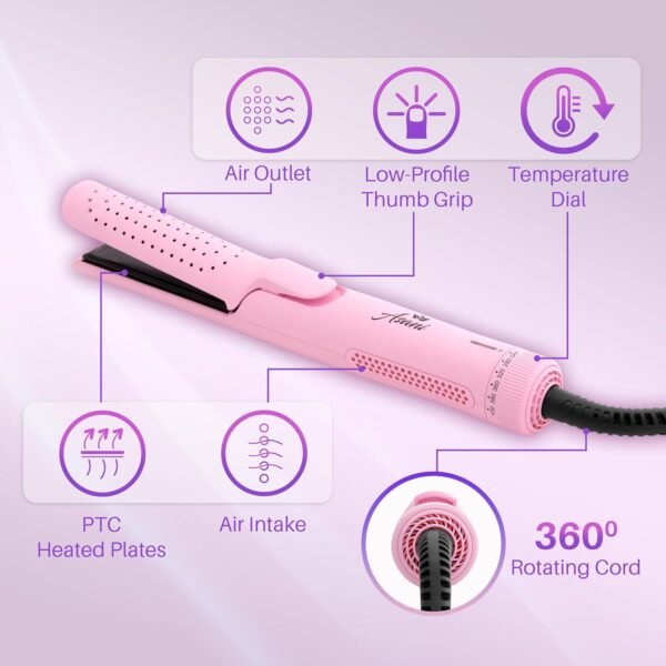 71m2QOZBBL._AC_SL1500_.jpg Asani 360° Airflow Styler - 2-in-1 Professional Curling Wand & Hair Straightener - Flat Iron Curler with Cooling Fan, Air Vents - Crimper Styling Tool for Volume & All-Day Curls - for All Hair (Pink)