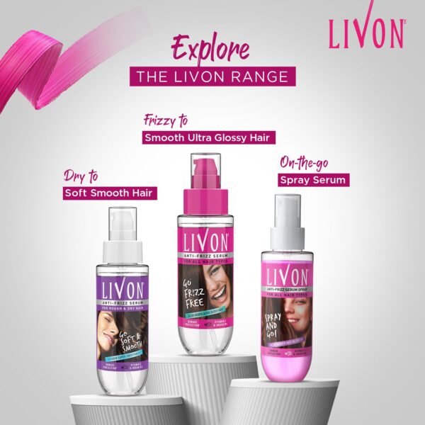 Livon Hair Serum for Men & Women | Frizz-free, stronger and shinier hair | Sulphate & Paraben free| For All Hair Types | Enriched with Argan Oil & Vitamin E | 3.3 Fl.Oz | Pack of 2