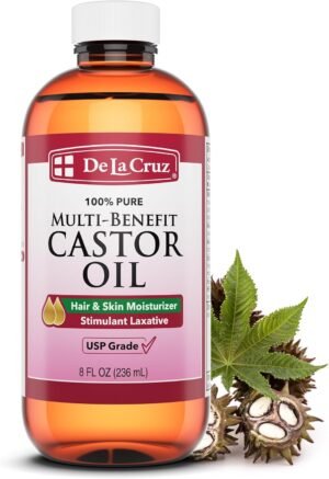 71mIfpzm7ZL._AC_SL1500_.jpg De La Cruz Castor Oil - 100% Pure Castor Oil for Hair, Skin, Eyelashes, and Eyebrows - USP Grade, 8 FL Oz