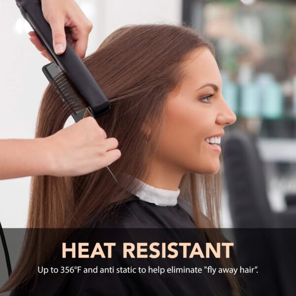 71mQ3QZaNL._SL1500_.jpg Professional 8.8 Inch Tail Comb - Black Carbon Fiber And Stainless Steel Pintail - Anti Static And Heat Resistant Teasing Lightweight Comb For All Hair Types