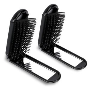71mSenklNNL._SL1500_.jpg Travel Hair Brush with Mirror and Massage Comb - 2 Pack Foldable Compact Hair Styling Tools for Women and Men