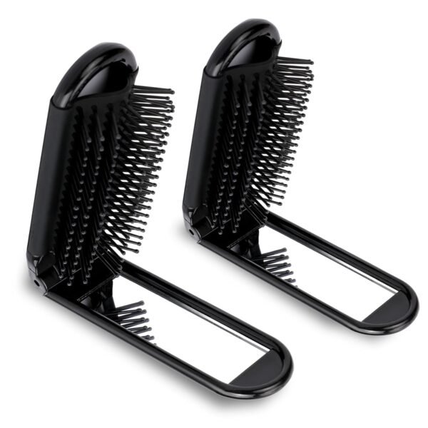 Travel Hair Brush with Mirror and Massage Comb - 2 Pack Foldable Compact Hair Styling Tools for Women and Men