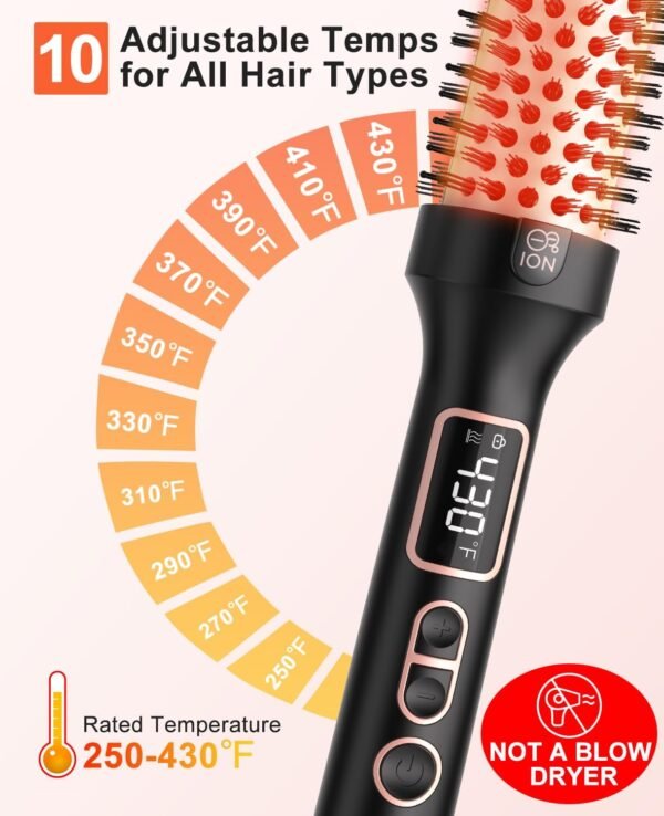71mXvzTg-FL._AC_SL1500_.jpg Nimmu Thermal Brush for Blowout Look, 1.5 inch Heated Round Brushes Curling Iron with 10 Temperature Control, Hot Brush Styler Dual Voltage for Travel, Rose Gold