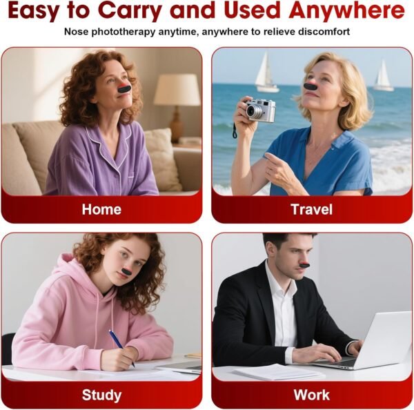Red Light Therapy for Nose,LED Nasal Device for Sinus Relief&Dry Nose,Portable USB Charging Light Therapy