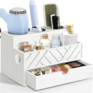 71mos3zlEhL._AC_SL1500_.jpg Hair Tool Organizer, Hair Dryer Holder with Drawer, Bathroom Countertop Organizer for Bathroom Accessories, Blow Dryer Organizer for Hair Styling Tools, Vanity Organizer for Home, Vanity, Kitchen