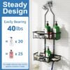Upgraded Extended Length Shower Organizer with Hooks, Rustproof Shampoo Soap Holder, Large Hanging Bathroom Caddy