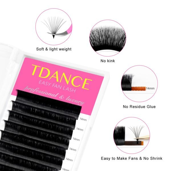 71muv17rmBL._SL1500_.jpg TDANCE Easy Fan Lash Extension Rapid Blooming Volume Eyelash Extensions C CC D DD J B L Curl 0.03-0.12mm Thickness Easy Fan Volume Lashes Self Fanning Eyelashes Extension (D-0.07,8-15mm)
