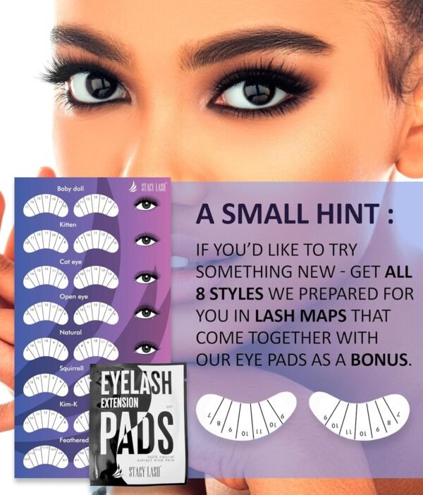 100 Pairs Set Premium Under Eye Gel Pads for Eyelash Extension - Lint Free Patches with Vitamin C and Aloe Vera by Stacy Lash supplies and Beauty tools - Hydrogel Eye Pads - Skin Moisturizes