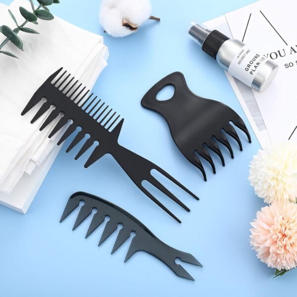 3 Pieces Styling Comb Set - Texturizing, Tri-Comb, Double Side Brushes, Wide Tooth Shaping and Teasing Wet Tools for Long, Thick, Curly Hair
