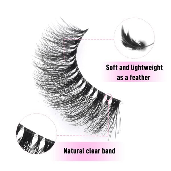 71n6Mk8G0gL._SL1500_.jpg KSYOO False Eyelashes Cat Eye Lashes Wispy Lashes Clear Band V1 Russian Strip Lashes That Look Like Extensions D Curl Cat Eye Lashes Natural Look Faux Mink 3D Fluffy Russian Strip Eyelashes