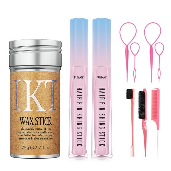 71nALptQTIL._SL1500_.jpg Hair Wax Stick Set for Flyaways, Slick Back Hair Finishing Tool Kit - Edge Brush Rat Tail Comb Set, Topsy Tail Tool - 10 Pcs