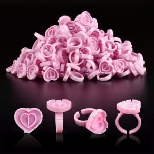 71nBrvAwHML._SL1500_.jpg NXJ INFILILA Glue Rings for Eyelash Extensions 100PCS Disposable Rings For Lashes Lovely Heart Shape, Makeup Plastic Nail Art Glue Cups Lash Extension Supplies for Eyelash Extensions