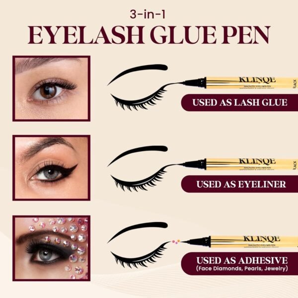 71nFMlrj2L._SL1500_.jpg KLINQE Black Eyeliner Eyelash Glue Liner, Latex Free Lash Adhesive, Strong Hold, Glue Pen For Strip Lash, Magnetic Eyelashes, Smudge Proof, Eye Jewelry