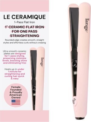 71nP3Q6SczL._AC_SL1500_.jpg L'ANGE HAIR Le Ceramique 1-Pass Flat Iron Hair Straightener | Fast Heating Ceramic Flat Iron | Best Hot Tools Professional Hair Straightener to Lock in Moisture & Shine | (Blush)