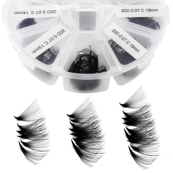 71nWxgfa1wL._SL1500_.jpg Premade Fans Short Stem 500 PCS 20D Eyelash Extensions 0.07mm C/D Curl 9-16mm Mixed WENDY LASHES Russian Volume Pre-made Lash Extension (500PCS-20D-0.07-D, 9-16mm mixed)
